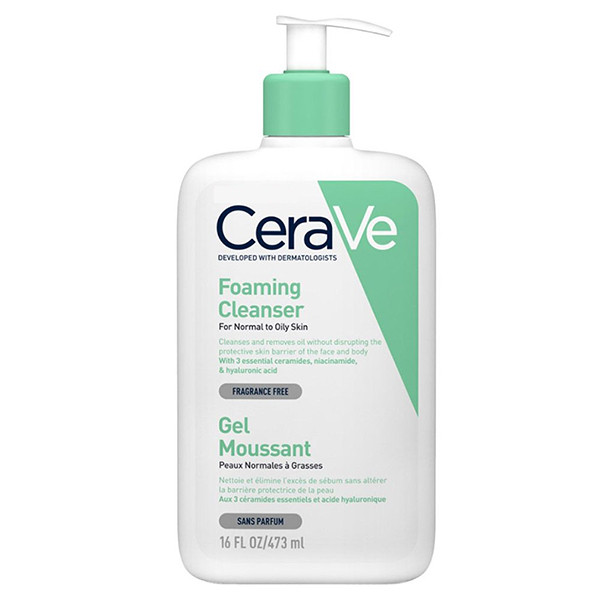 ژل شستشو صورت سراوی مدل foaming cleanser مناسب پوست نرمال تا چرب حجم 237 میلی لیتر